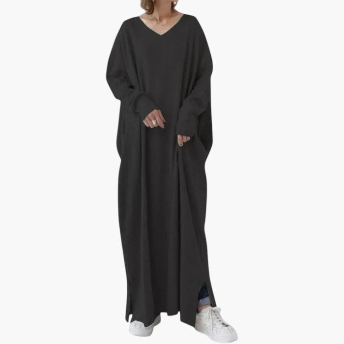 Maxi-jurk voor dames met lange mouwen en vloeiende pasvorm