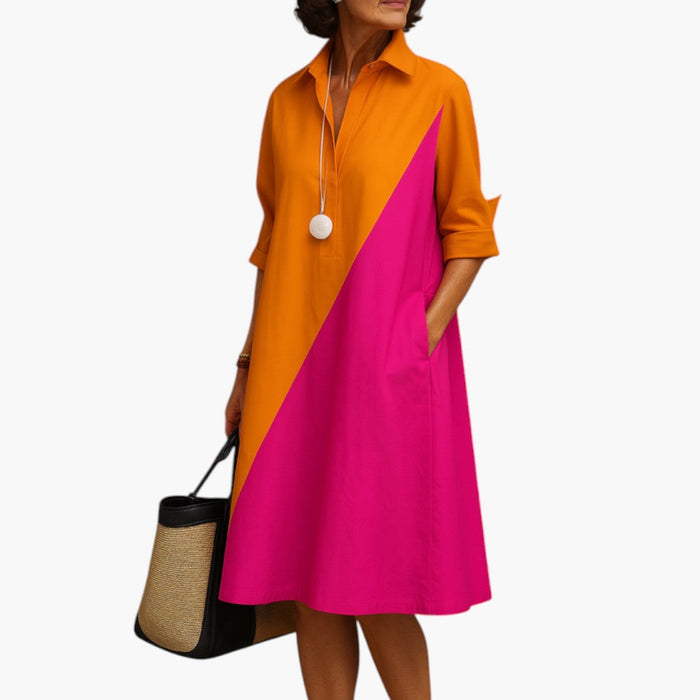 Vestido midi para mujer con mangas largas y ajuste fluido