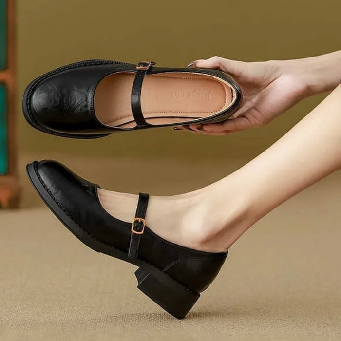 Scarpe Mary Jane da donna con tacco largo basso e cinturino singolo