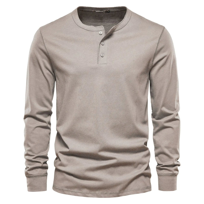 Herren-Langarm-Henley-Shirt mit Knopfleiste