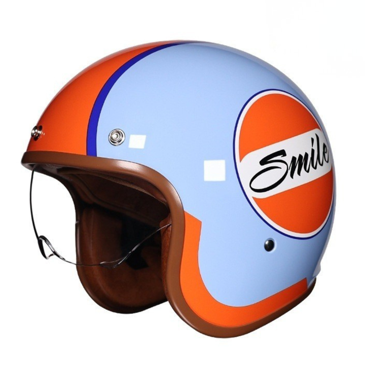 Unisex Open-Face Motorcycle Helmet in a Retro Design