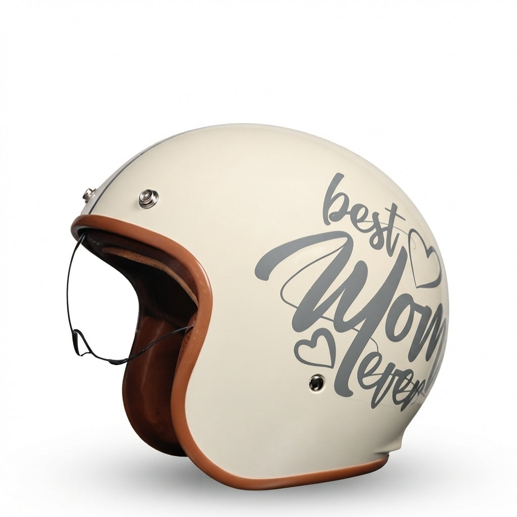 Unisex Open-Face Motorcycle Helmet in a Retro Design