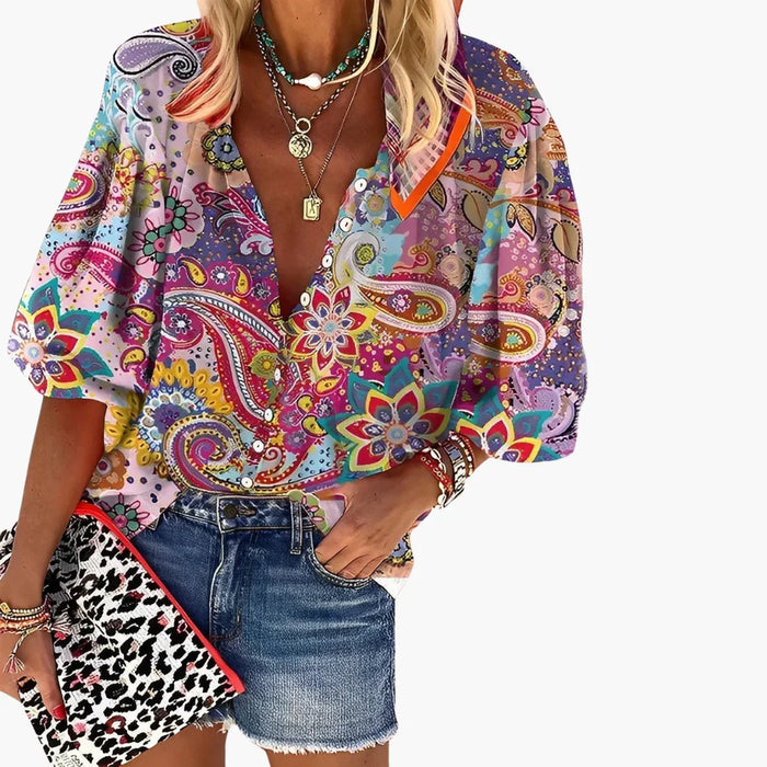 Mandalamönstrad skjorta för kvinnor - Boho yoga-t-shirtstil