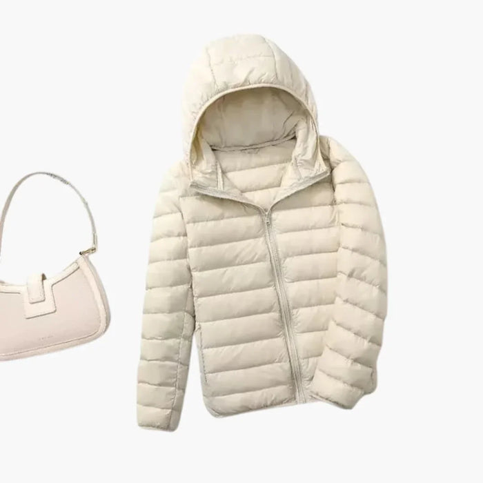 Chaqueta ultraligera de plumón con capucha para mujer