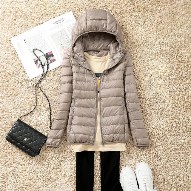 Women's Ultralight Packable Down Coat with Hood