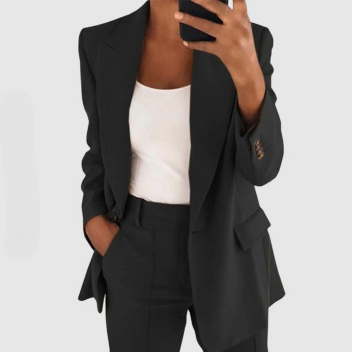 Ensemble tailleur deux pièces pour femme avec pantalon ajusté