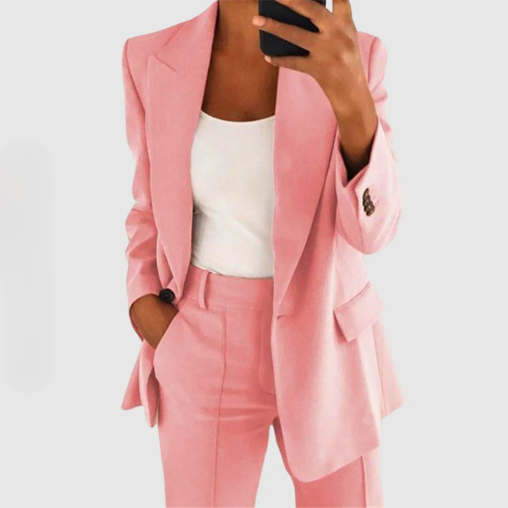 Women's Two-Piece Blazer Set with Slim Trousers