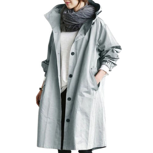 Women's Long Trench Coat with Hood for Spring and Autumn