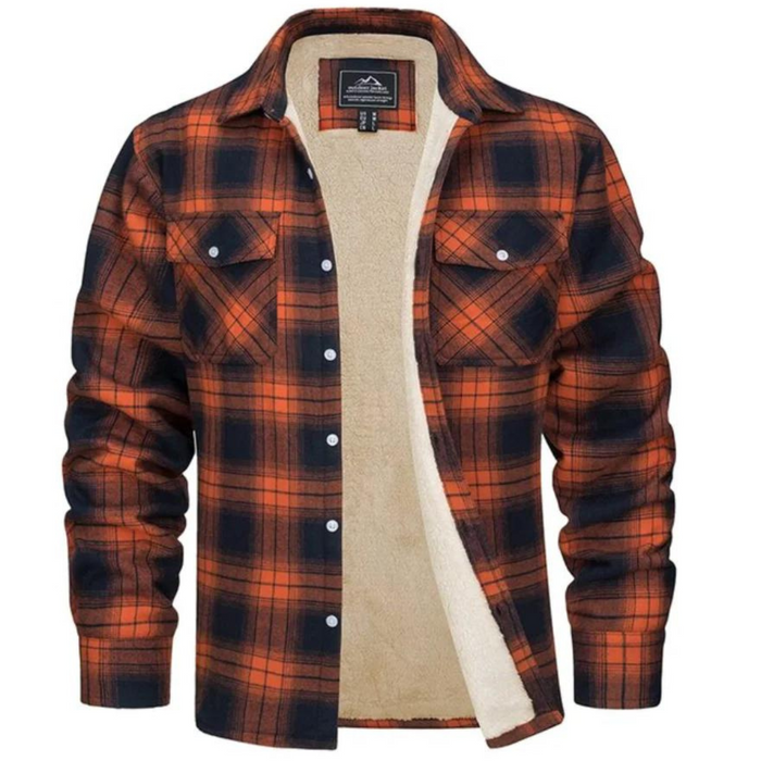 Women's Fleece-Lined Check Jacket with Hood and Relaxed Fit