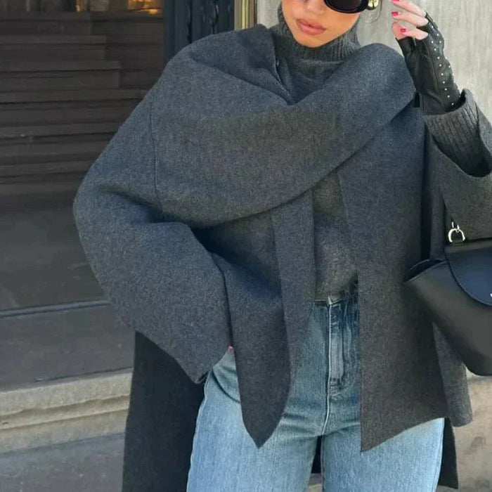 Women's Oversized Cape Jacket with Wide Sleeves