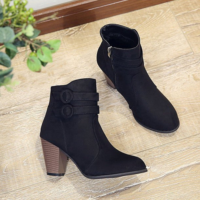 Bottes pour femmes avec détails à boucle et talon robuste