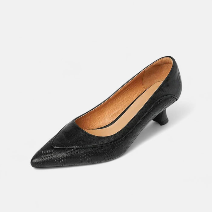 Décolleté donna con tomaia in pelle goffrata e soletta imbottita