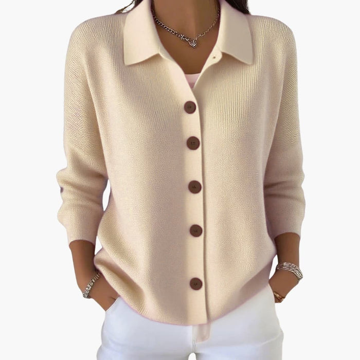 Damen-Cardigan mit Reverskragen und Knopfverschluss