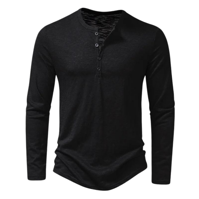 Men's Button-Down Henley T-Shirt Long Sleeve
