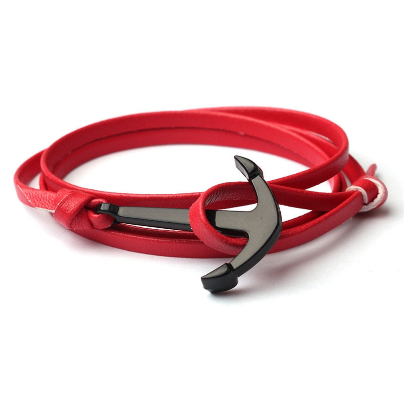 Anchor bracelet in leather for men