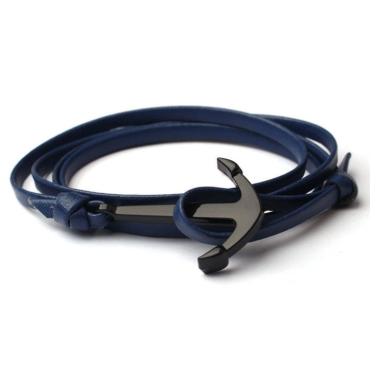 Anchor bracelet in leather for men