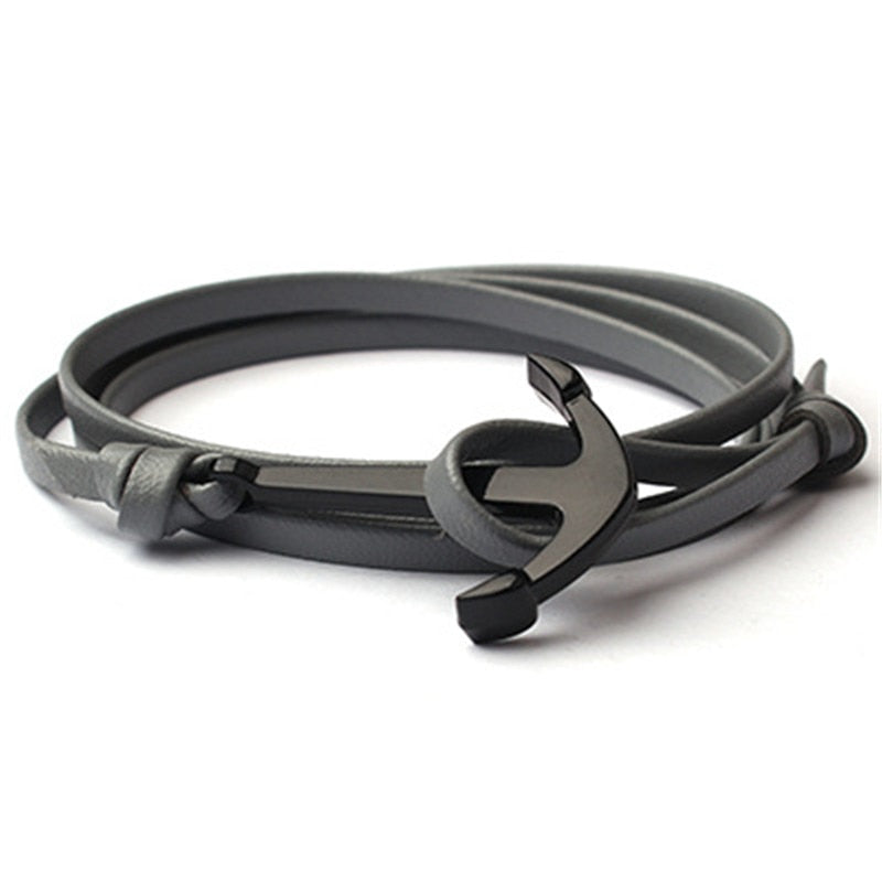 Anchor bracelet in leather for men