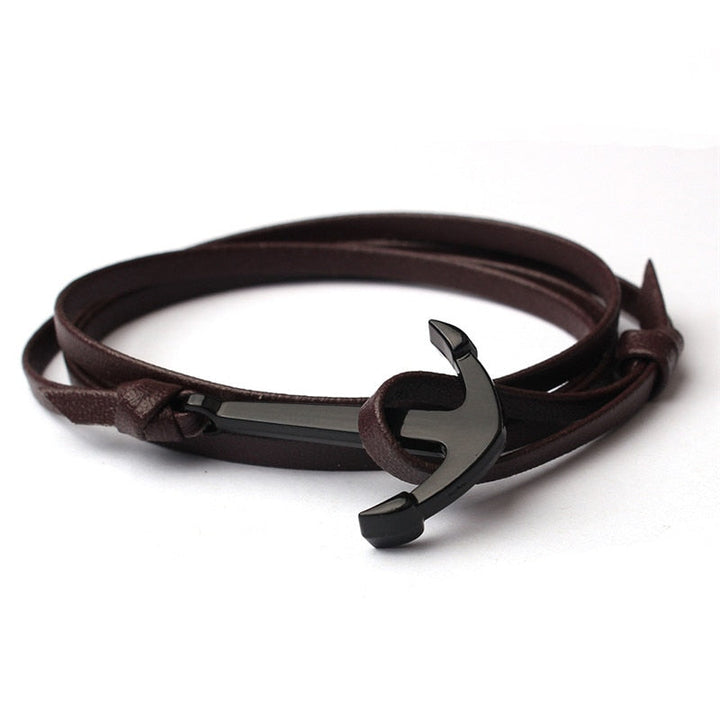 Anchor bracelet in leather for men