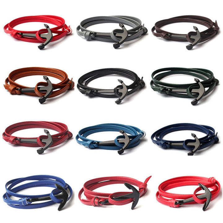 Anchor bracelet in leather for men