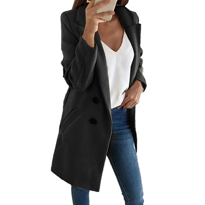 Abrigo blazer largo de mujer cruzado
