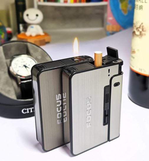 Automatic Cigarette Case with Integrated Lighter