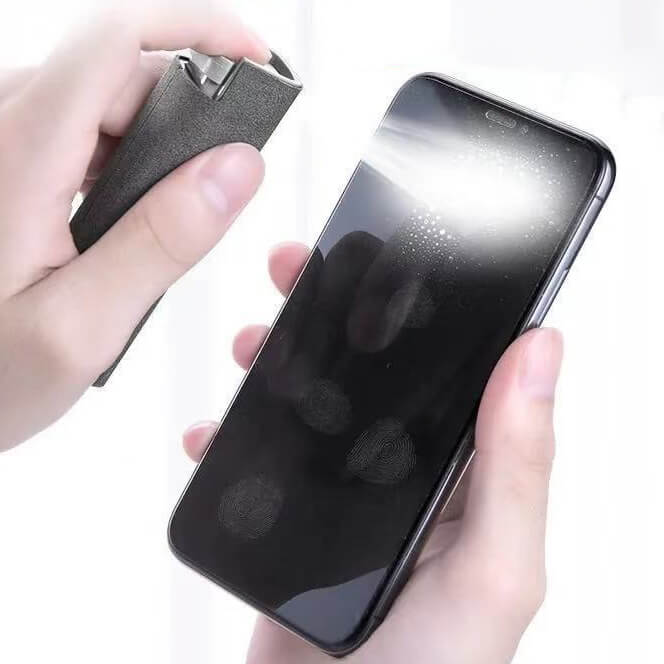 Portable 2-in-1 Skjermrenser with Spray &amp; Mikrofiberklut