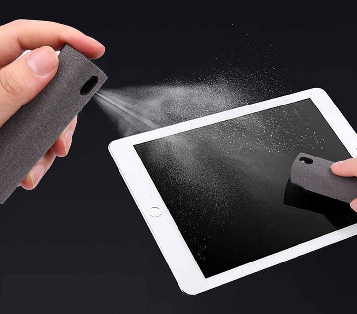 Portable 2-in-1 Skjermrenser with Spray &amp; Mikrofiberklut