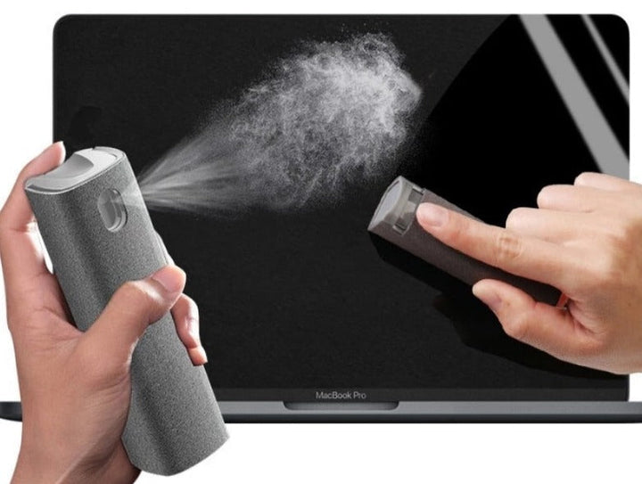 Portable 2-in-1 Skjermrenser with Spray &amp; Mikrofiberklut