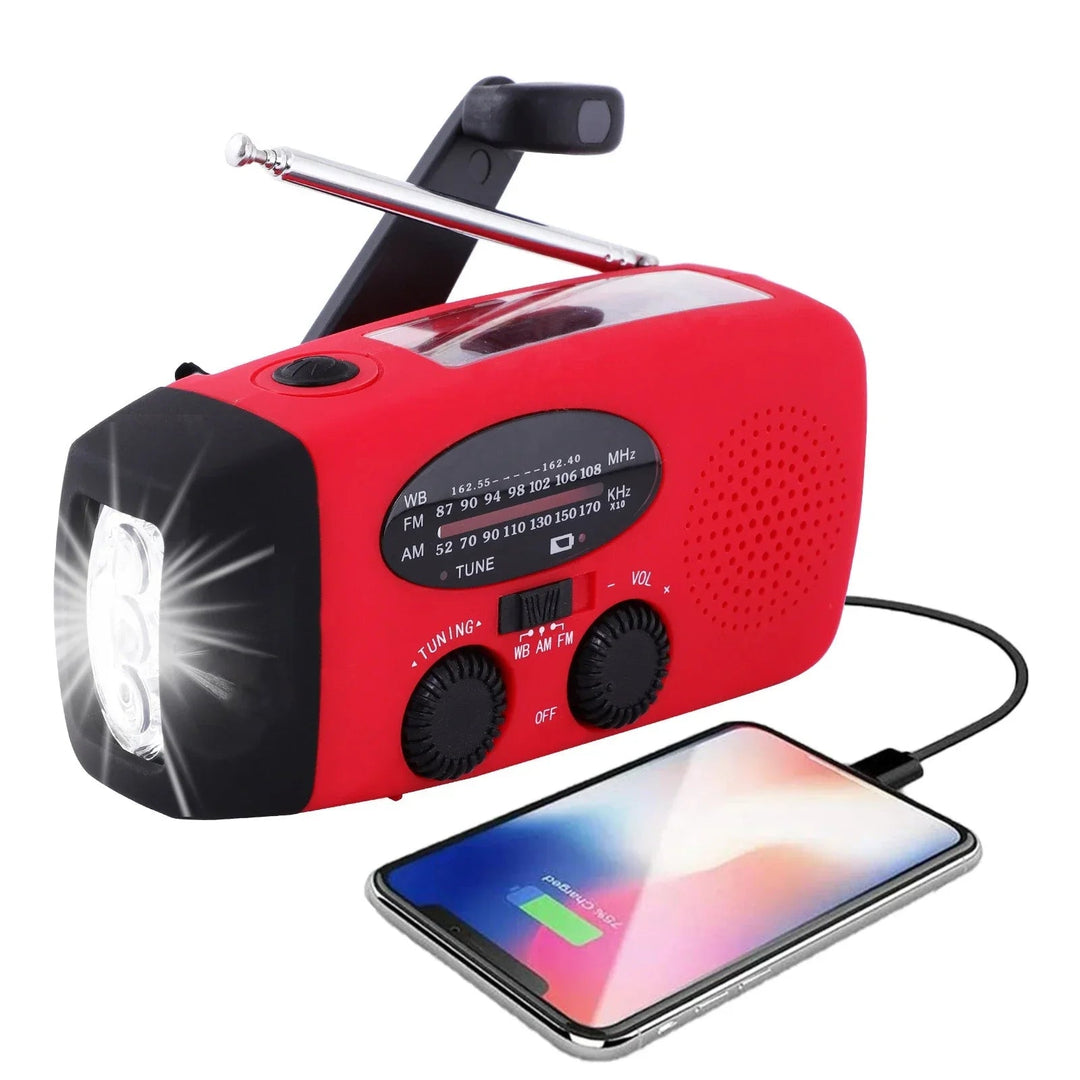 Portable Emergency Radio with LED Flashlight and Powerbank