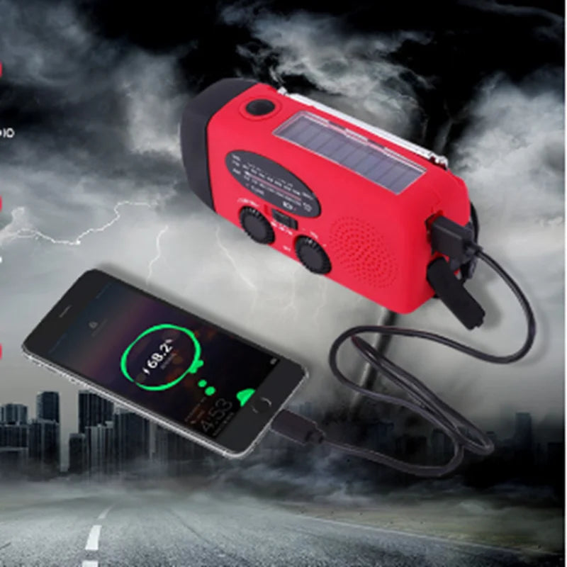 Portable Emergency Radio with LED Flashlight and Powerbank