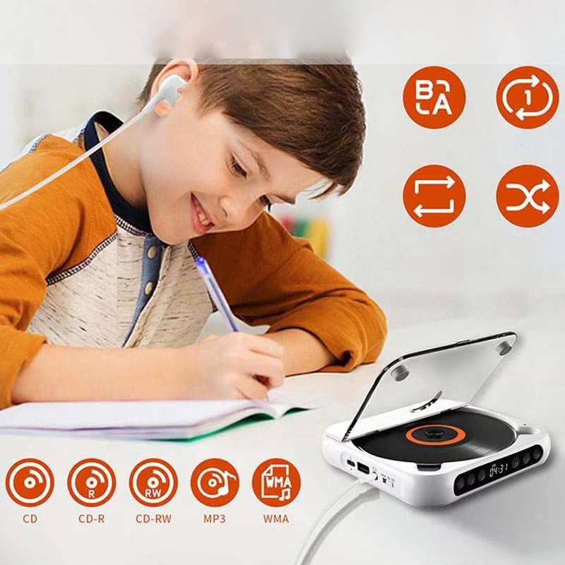 Portable Bluetooth CD Player with Hi-Fi Sound and USB-C Charging