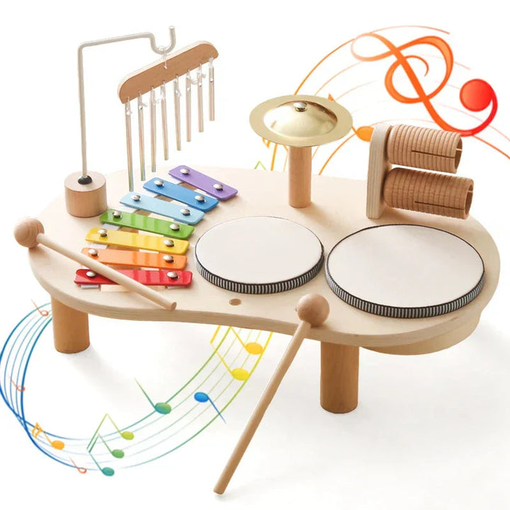 Children one musical take place three toy station with xylophone and trom more