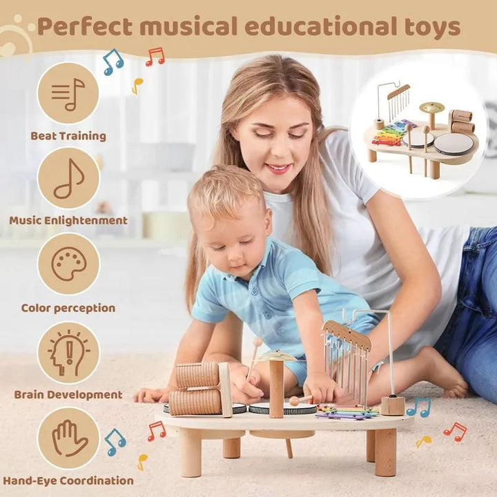 Children one musical take place three toy station with xylophone and trom more