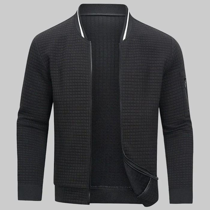 Chaqueta bomber de media cremallera para hombre con cuello de canalé
