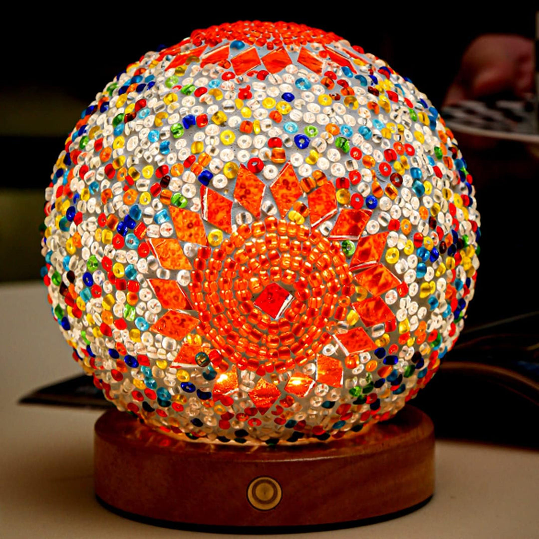 Boho Mosaic Night Lamp with Warm Mood Lighting