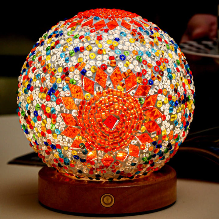 Boho Mosaic Night Lamp with Warm Mood Lighting