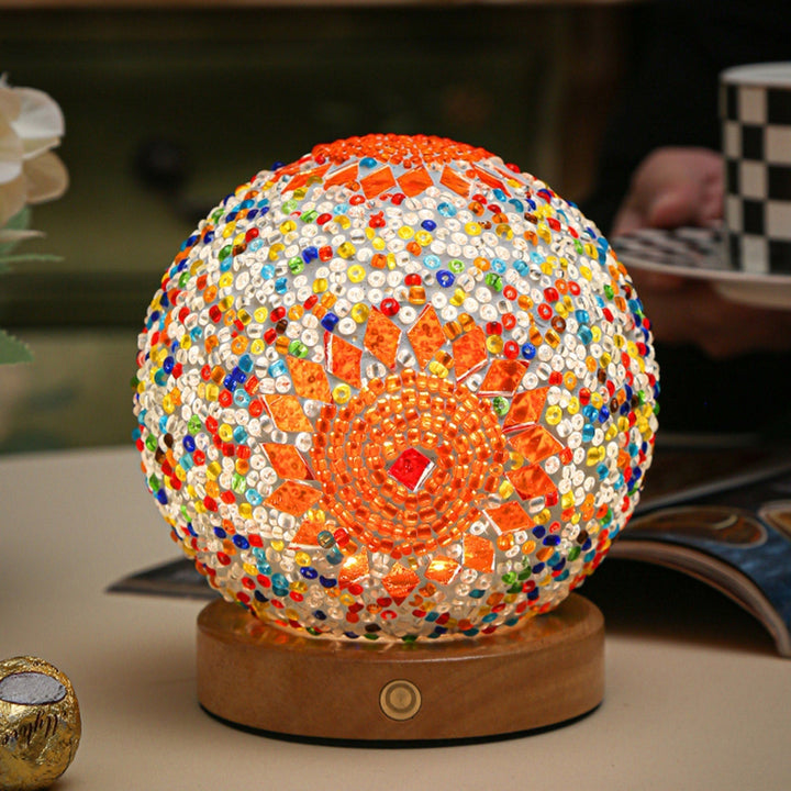 Boho Mosaic Night Lamp with Warm Mood Lighting