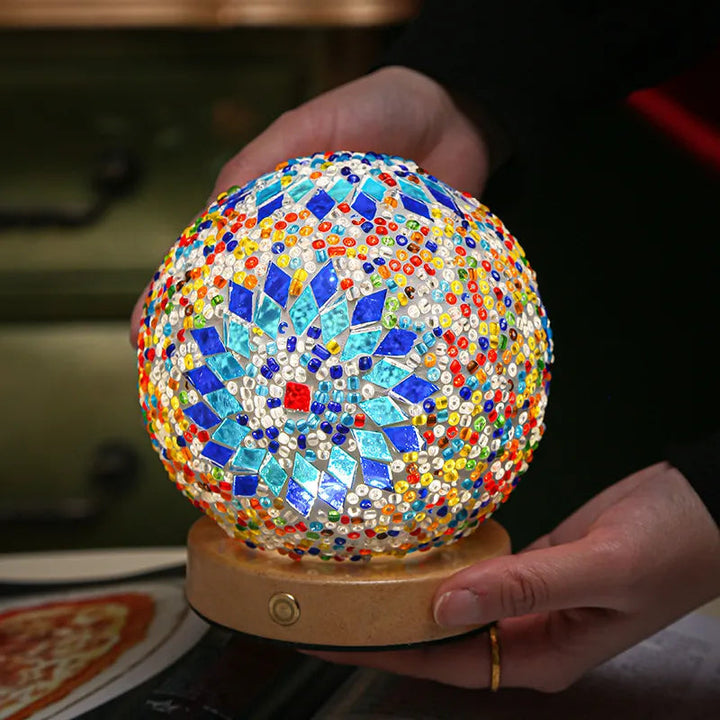 Boho Mosaic Night Lamp with Warm Mood Lighting