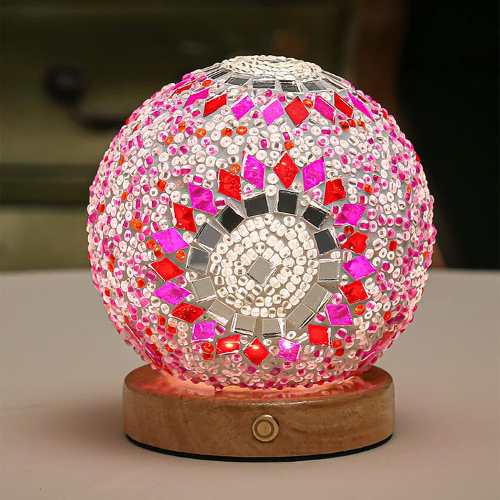 Boho Mosaic Night Lamp with Warm Mood Lighting