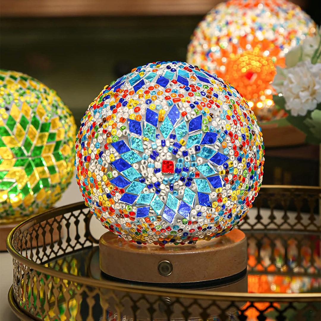 Boho Mosaic Night Lamp with Warm Mood Lighting