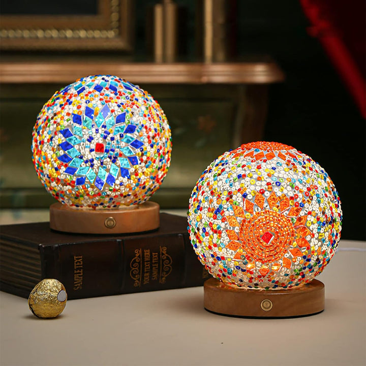 Boho Mosaic Night Lamp with Warm Mood Lighting