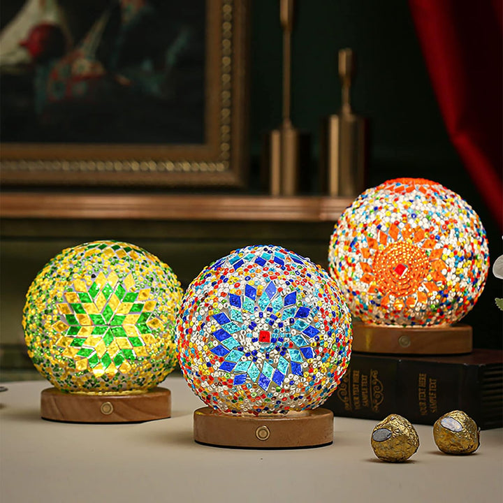 Boho Mosaic Night Lamp with Warm Mood Lighting