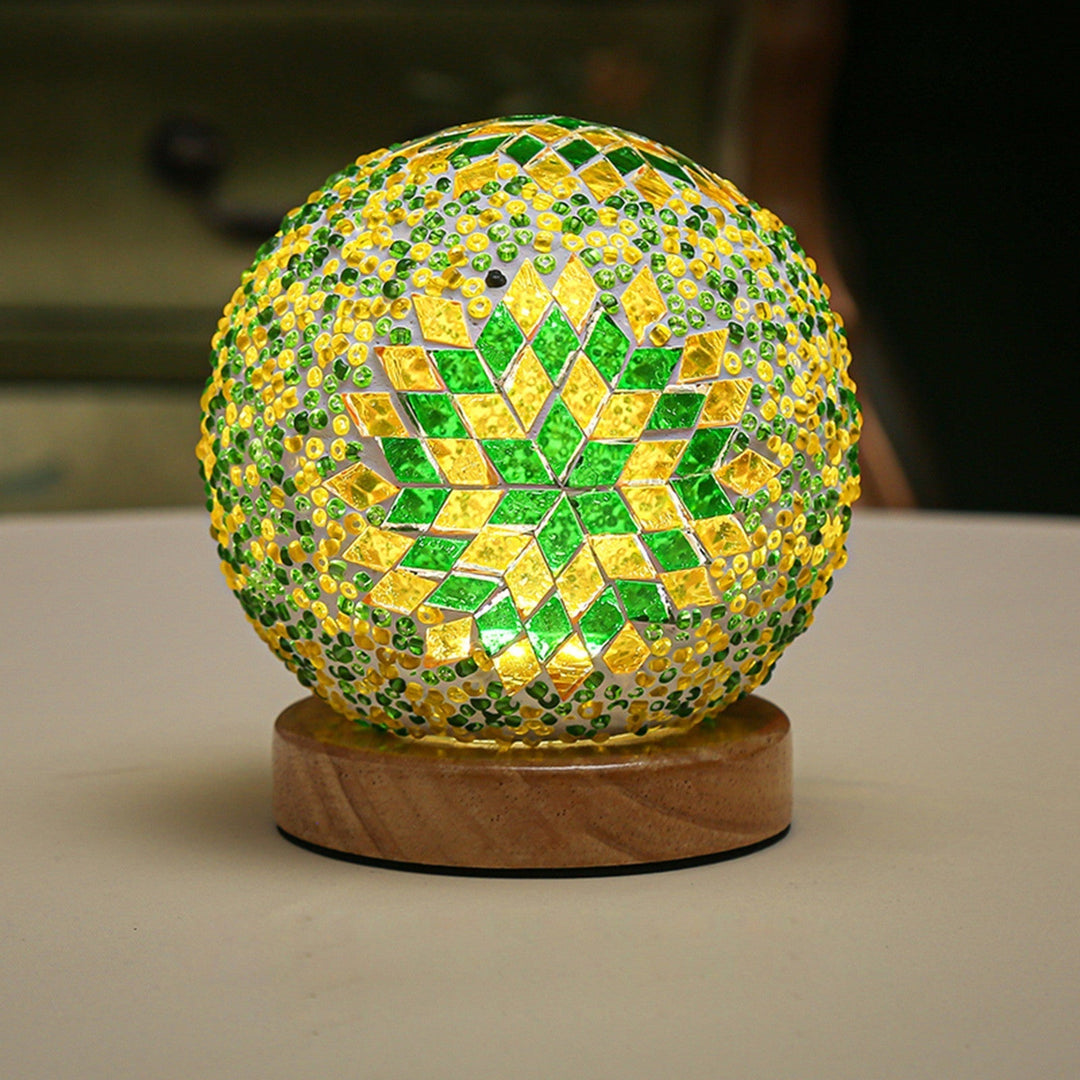 Boho Mosaic Night Lamp with Warm Mood Lighting