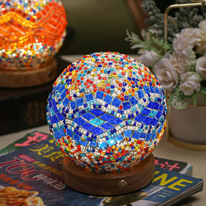 Boho Mosaic Night Lamp with Warm Mood Lighting