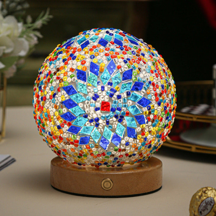 Boho Mosaic Night Lamp with Warm Mood Lighting