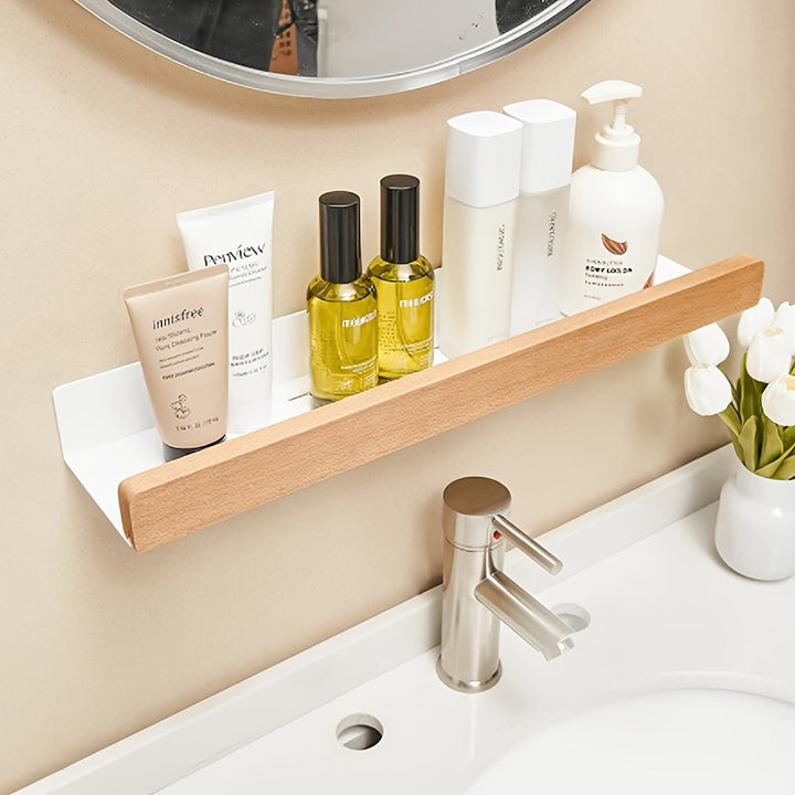 Veggmontert baderom ledge: neat storage without boring