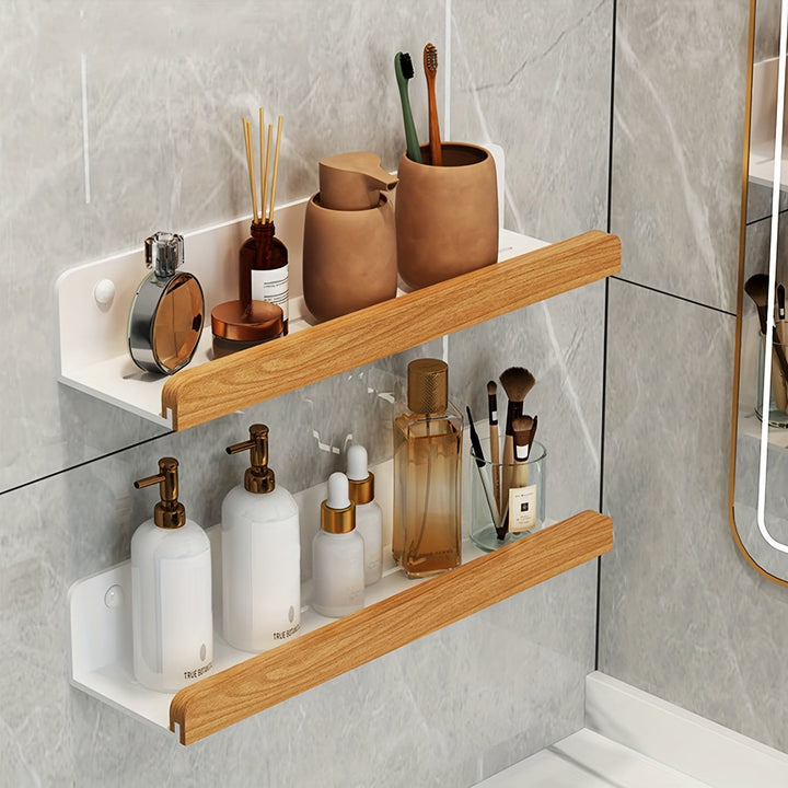 Veggmontert baderom ledge: neat storage without boring