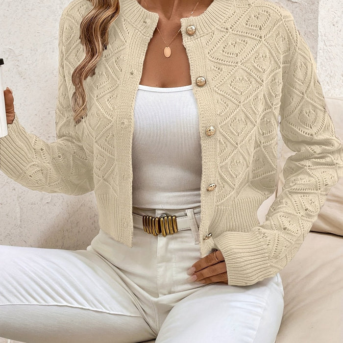 Damen-Cardigan mit Strukturmuster, kurz geschnitten und vorne geknöpft