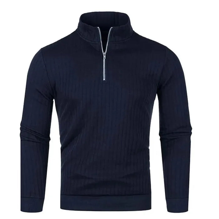 Maglione da uomo con mezza cerniera e orlo a coste