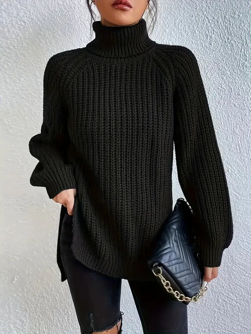 Women Höghalset Knitted Jumper – Elegant and Warm